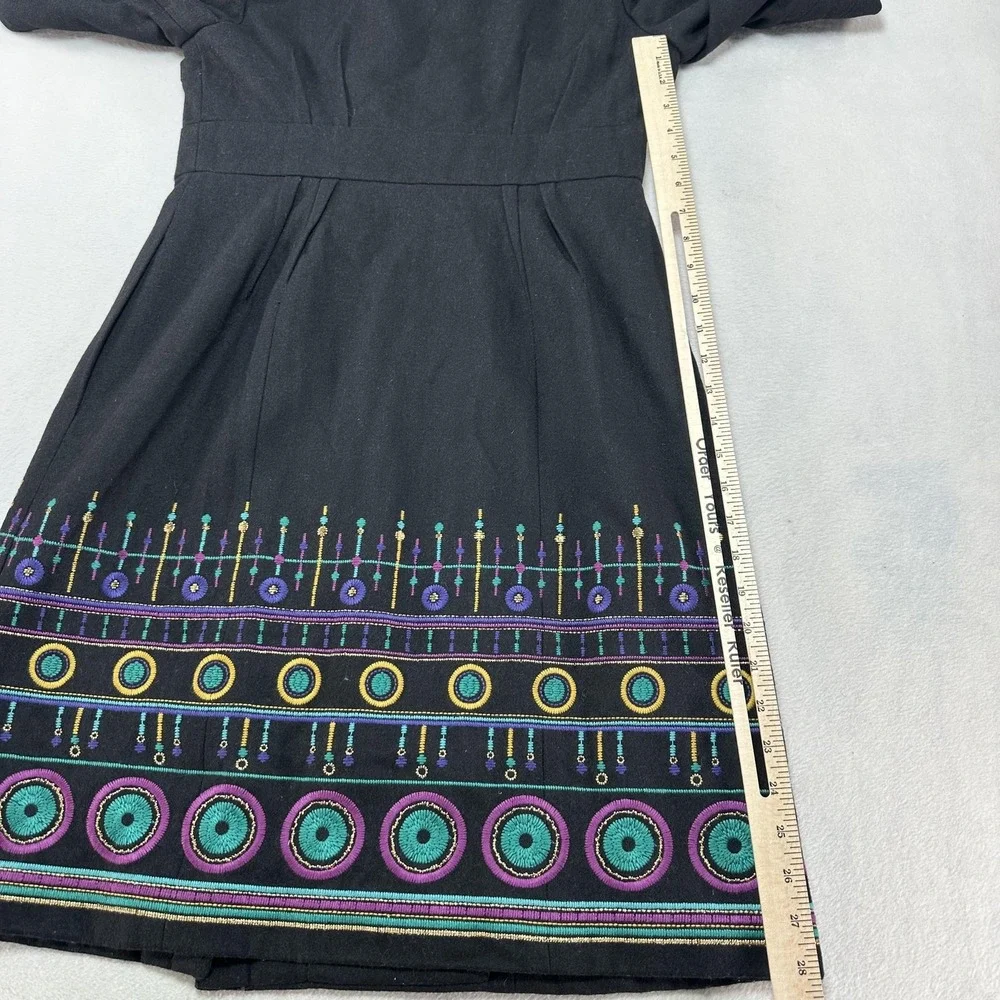 Plenty by Tracy Reese Coat Womens 6 Black Embroidered Boho Anthropologie Casual‎
